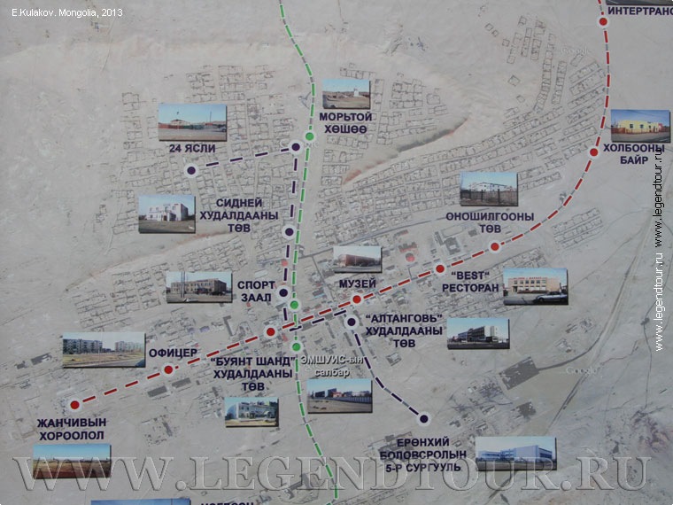 Фотография. Сайншанда. На остановках автобуса карта-схема города. Фото Е.Кулакова, 2013 год.